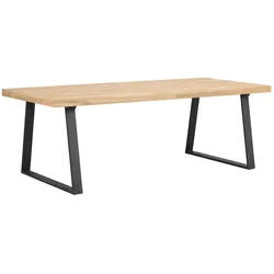 Esstisch Brooklyn aus massiver Eiche, Industrial Design mit Trapez-Gestell, natur, 220 cm