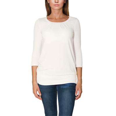 3/4-Arm-Shirt ALKATO "Damenshirt Alkato Damen Viskose Shirt 3/4 Arm Longshirt Top", Damen, Gr. L, weiß (perlenweiß), Shirts 3/4-Arm-Shirt