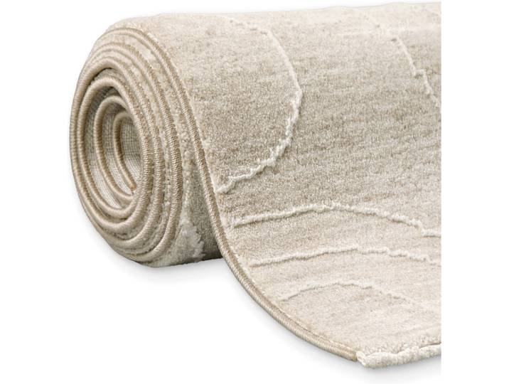 Teppich ESPRIT Beatle-B , beige (beige multi), B:133cm H:15mm L:190cm, Oberfläche: 100% Polyester, Teppiche, Teppich, Kurzflor, grafisches Design, Hoch-Tief-Effekt, waschbar, Jute-Rücken