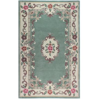 Wollteppich FLAIR RUGS "Aubusson", grün, B:150cm H:10mm L:240cm, Wolle, Teppiche, Wolle, Teppich, Wohnzimmer, Schlafzimmer, Esszimmer
