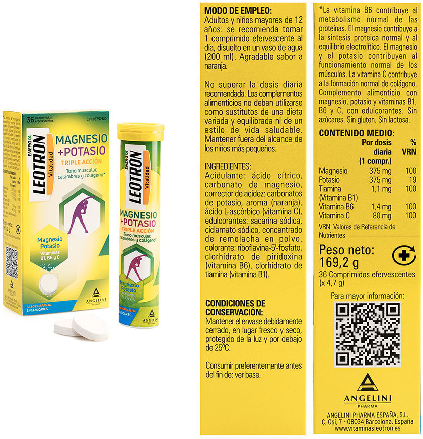 Leotron Magnesio + Potassio Energia compresse effervescenti tripla azione #Arancione