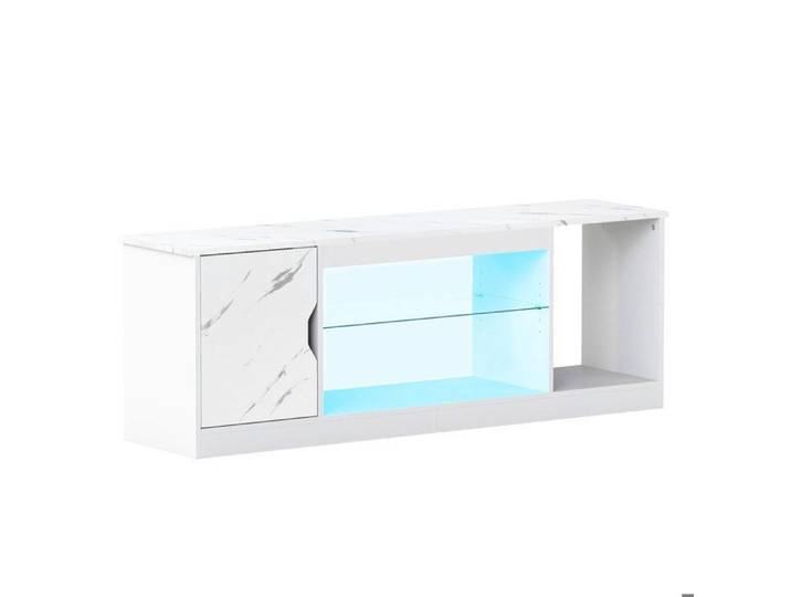Jusqu'à 65 pouces meuble TV avec éclairage LED console multimédia et rangement pour salon