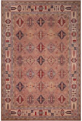 Treasured Knots Tribal Kazak Patrick Pink/Beige Wool Rug - 9'1'' x 12'0''