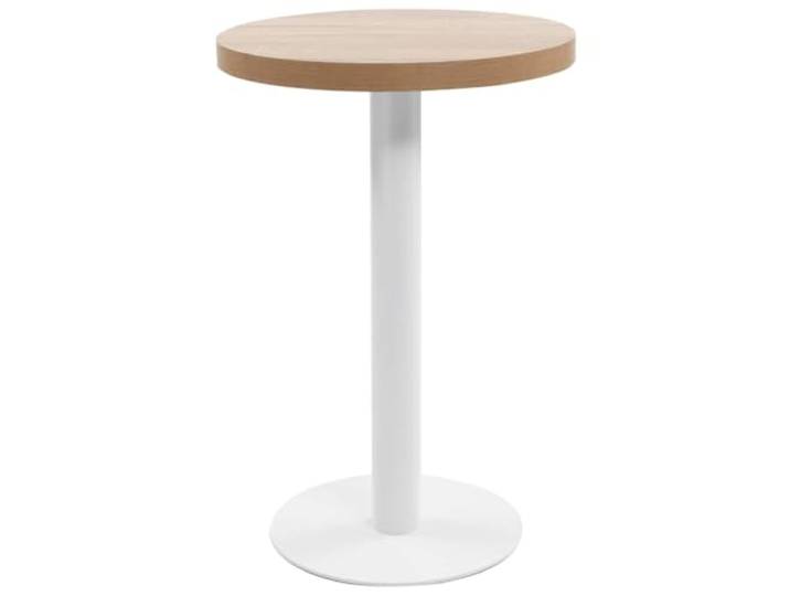 HEFZGDB Eleganter Bistrotisch aus MDF mit Stahlgestell, 50 cm Hellbraun, 1 Tischbein, einfacher Aufbau und Reinigung für Restaurant Cafe Bar Ambiente.