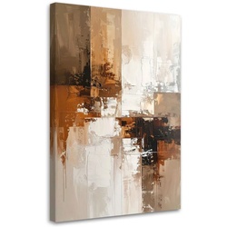 BILD auf Leinwand, Abstraktes in Beige und Braun mit subtiler Textur
