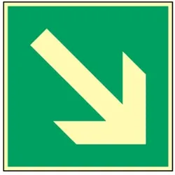 Schild Richtungsangabe schräg, Kunststoff, langnachleuchtend, 160-mcd, 148x148 mm