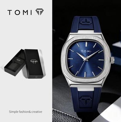 Fusion Finds Men's Quartz Watch With Square Dial Waterproof Rubber Strap Analog Wristwatch 2