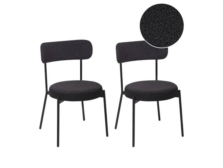 STUHL 2er-Set Bouclé Schwarz Allison
