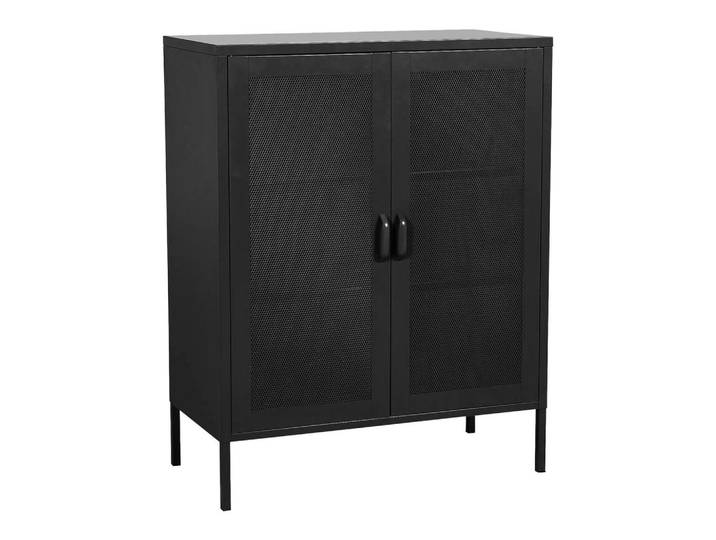 [en.casa] Highboard Falköping, Schwarz, Metall, 80x101.5x40 cm, Kleinmöbel, Kommoden, Highboards