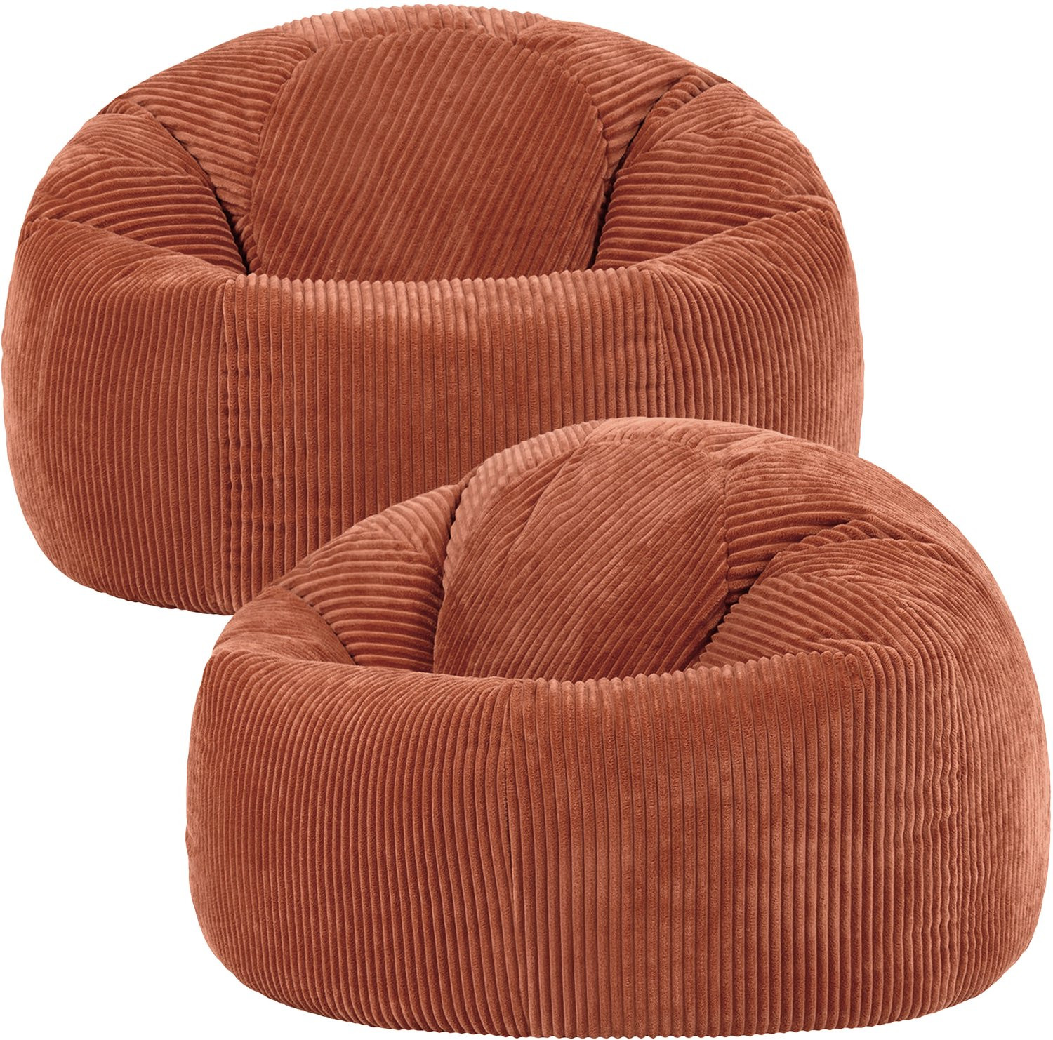 icon Kingston Zitzak Fauteuil Set van 2 Ribfluweel Terra-oranje
