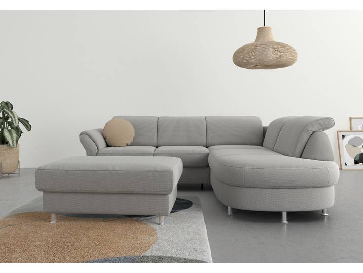 Ecksofa, Webstoff, Silber 250×212 cm, Mit Bettfunktion & Bettkasten, Modern, SIT & MORE