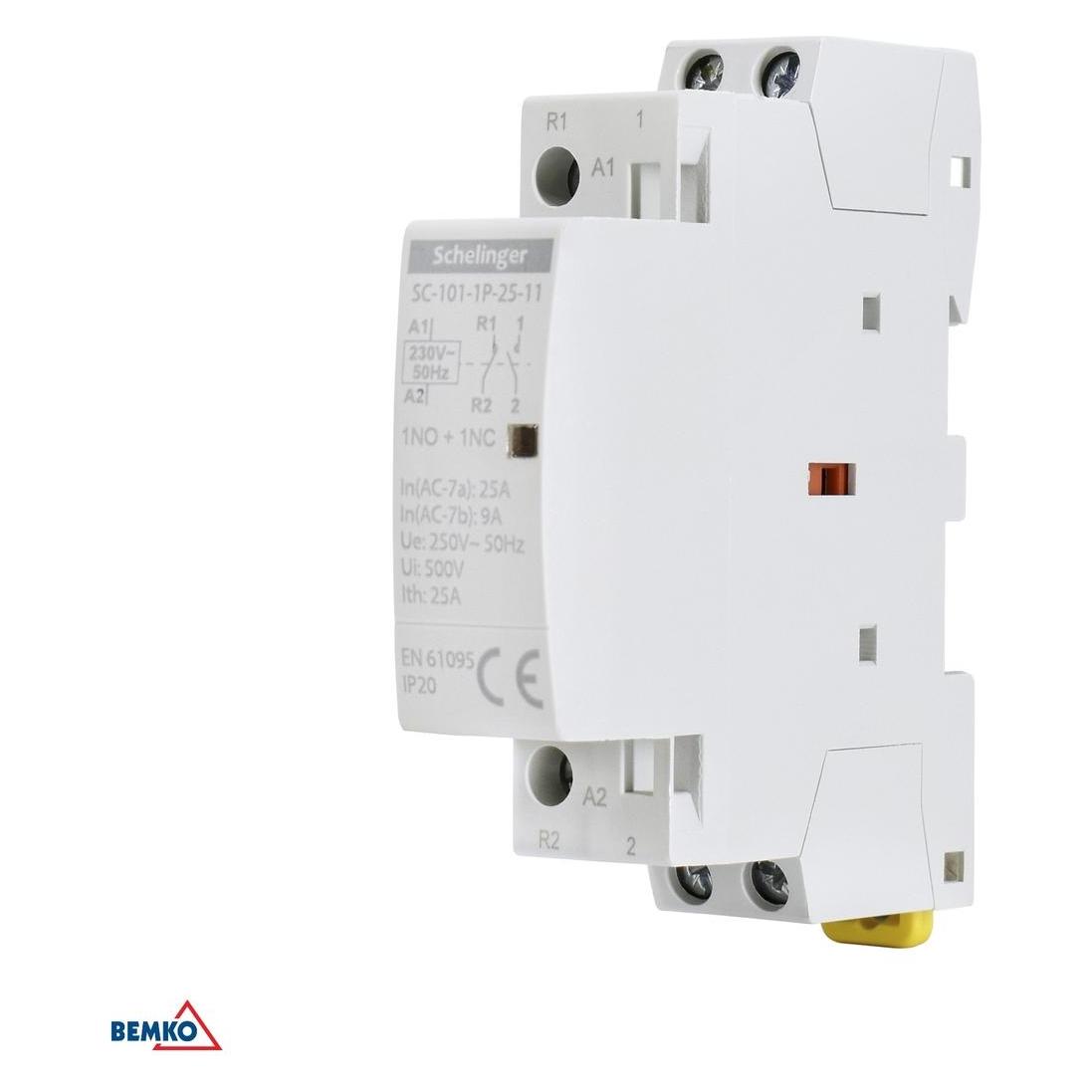 Bemko STYCZNIK MODUŁOWY SC101 1P 25A TYP 11 (1NO+1NC) SCHELINGER A62-SC-101-1P-25-11 (SCHELINGER)