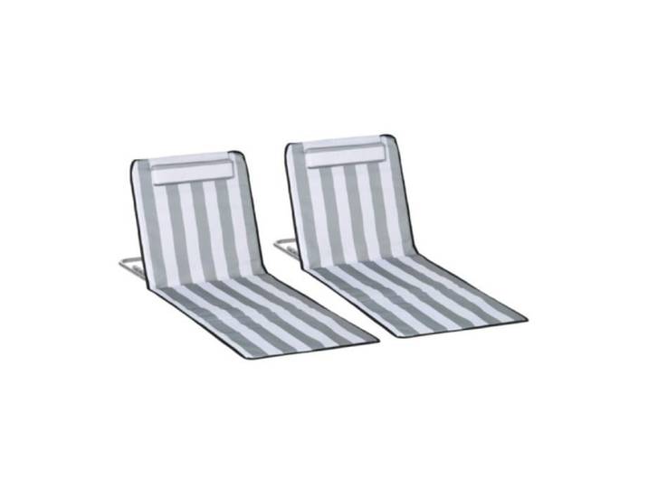 Transat pliable de jardin avec coussin chaise à dossier réglable sur 5 positions avec sac de transport gris clair