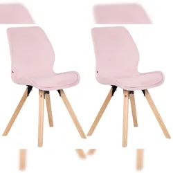 Proregal CHEFGASTRO 2er-Set Esszimmerstuhl MALIBU Samt HxBxT 87,5x49x58cm Pink Küchenstuhl