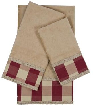 Sherry Kline Holbrook Checkered Gimp Red Decorative Embellished Towel Set