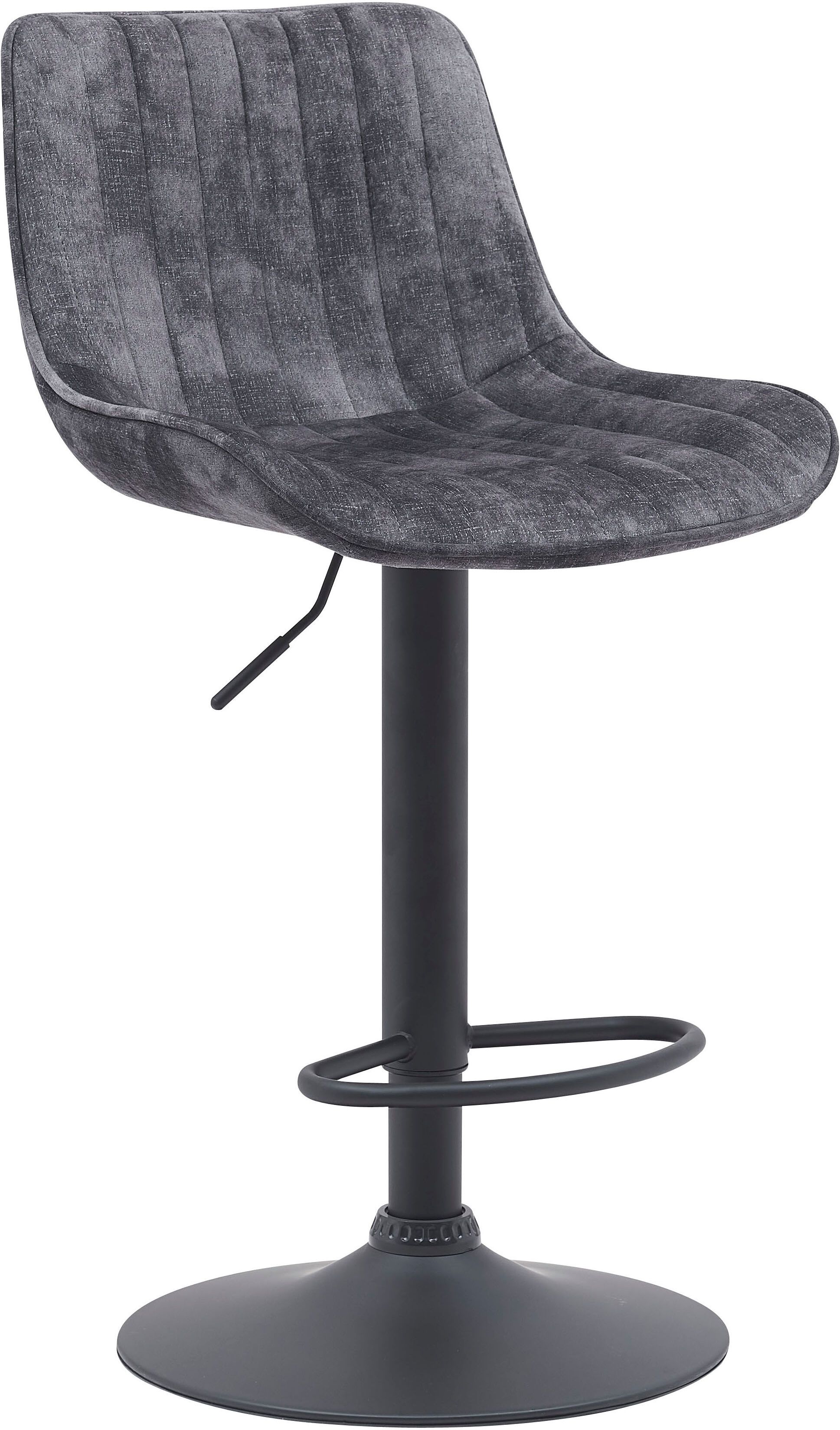 Barhocker HELA "SABINE", grau (vintage velvet anthrazit), B:46cm H:86cm T:54cm, 100% Polyester, Hocker, Barhocker, drehbar,höhenverstellbar mit Gasdruckfeder,Vintage-Optik vintage velvet anthrazit B/H/T: 46cm x 86cm x 54cm, Microfaser VINTAGE, 2 Barhocker