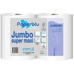 Toilettenpapier Großrolle Jumbo 2-lagig weiß 6 Rollen/Paket, 360 m, geprägt , 100% Zellstoff