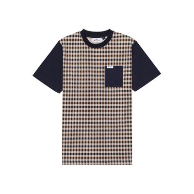 T-Shirt AQUASCUTUM ACTIVE "ACTIVE SOLID POCKET T-SHIRT Herren", Herren, Gr. L, braun (navy), Jersey, 100% Baumwolle, normal normal, Rundhals, Shirts T-Shirt, T-Shirt Herren, leichtes Kurzarmshirt, Karohemd, Outdoor, Sale