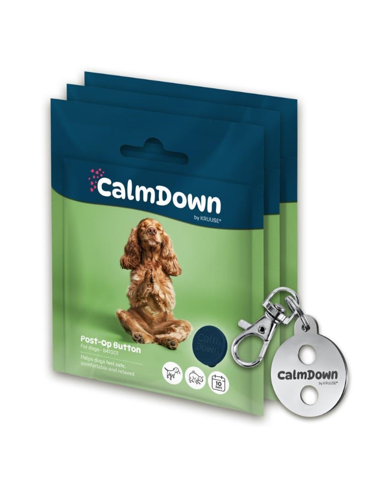CalmDown by KRUUSE Dog Tag Kit - 3 Buttons - Pheromone Calming Aid