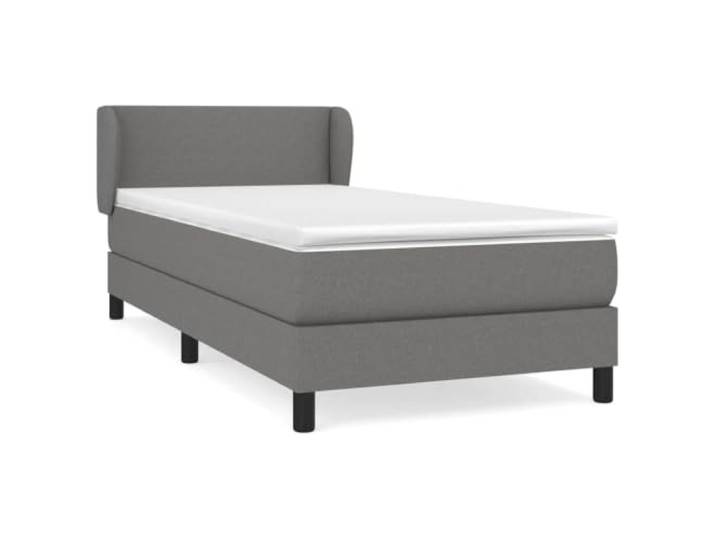 PUGYNBK Boxspringbett, 100 x 200 cm, Dunkelgrau Verstellbares Kopfteil, Taschenfederkernmatratze, mittlere Festigkeit, atmungsaktive Polsterung