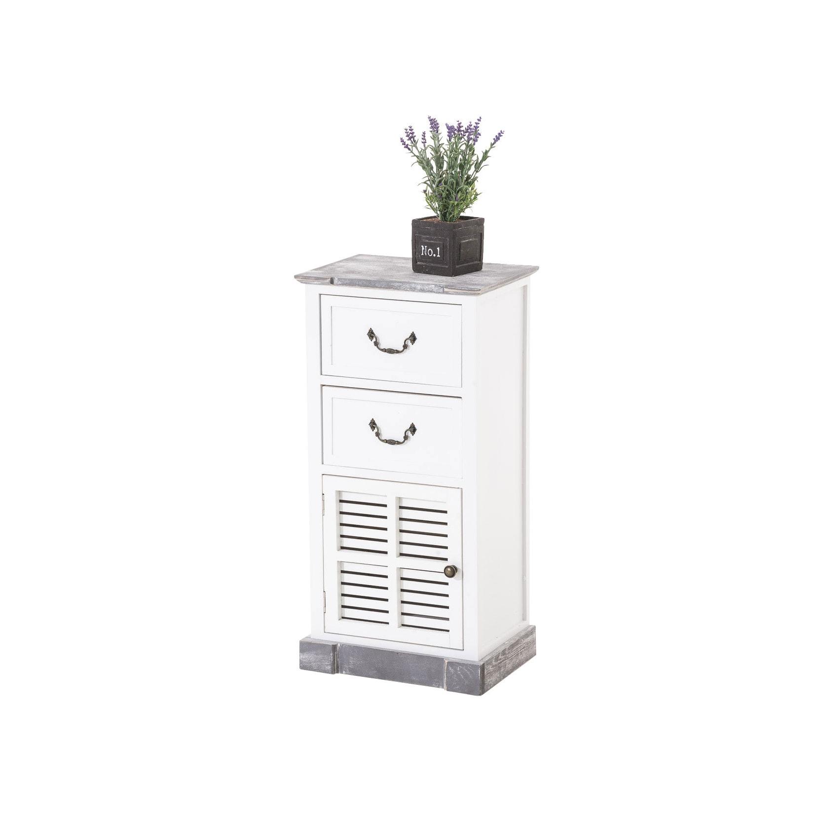 CLP Nachttisch / Beistelltisch Mackenzie im Landhausstil aus Holz mit Klapptüren und Schubladen, ideales Sideboard für Schlafzimmer, Holz