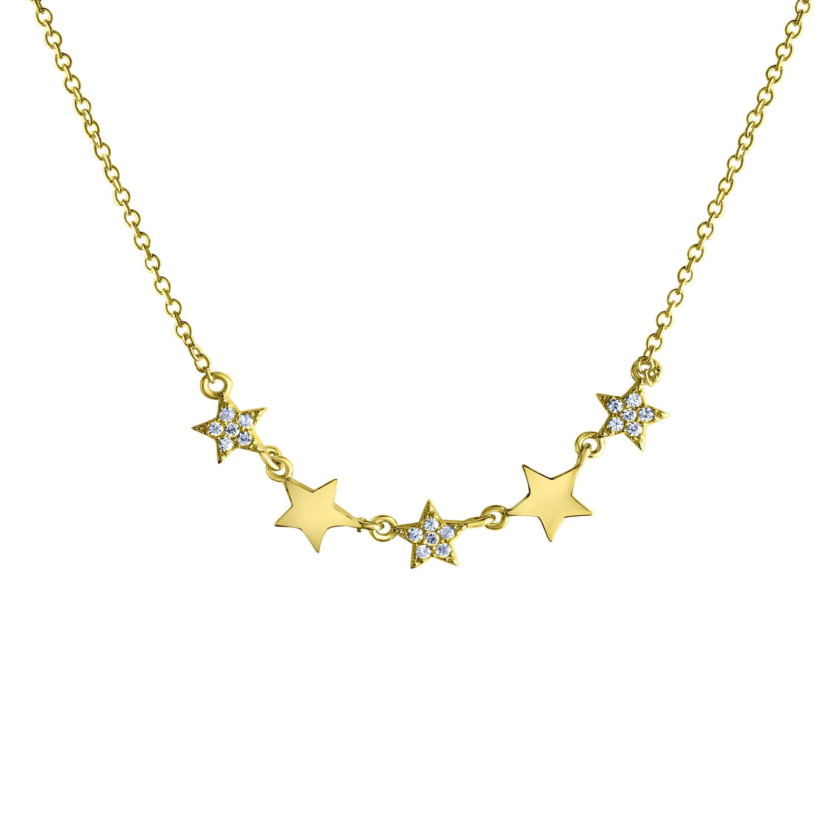 Celesta Silber Halskette 925 Silber vergoldet Sterne Zirkonia