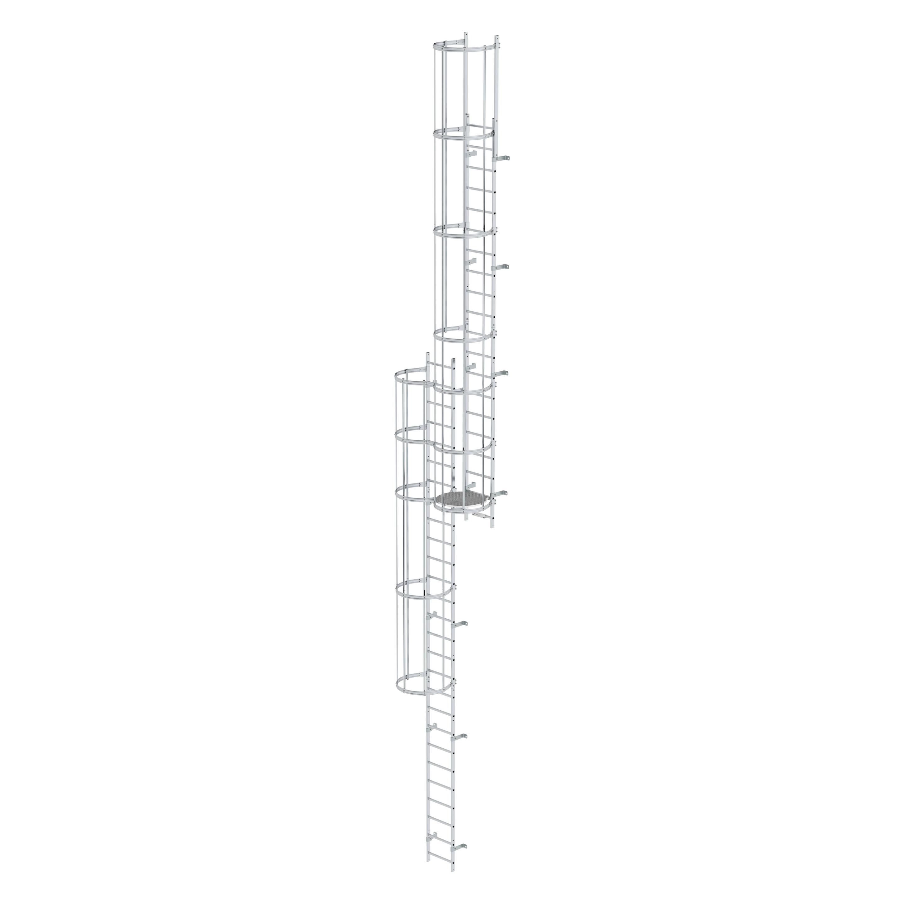Munk Mehrzügige Steigleiter mit Rückenschutz (Notleiter) Aluminium blank 12,12m (Mehrzweckleiter) (510230)