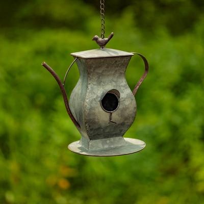 Zaer Ltd Set of 6 Assorted Style Galvanized Teapot Birdhouses