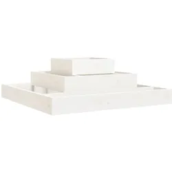 vidaXL Pflanzkübel Weiß 80x80x27 cm Massivholz Kiefer