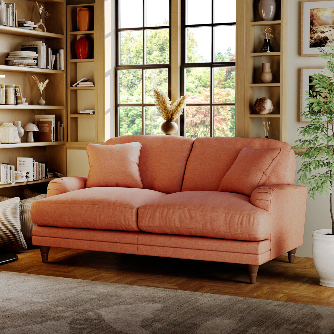 ClassicLiving Adaku 2 Seater Sofa Burnished Beech/Salmon 95cm H X 174cm W X 112cm D