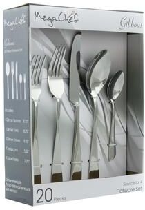 MegaChef Gibbous 20 Piece Flatware Utensil Set, Stainless Steel Silverware Metal Service for 4 in Silver