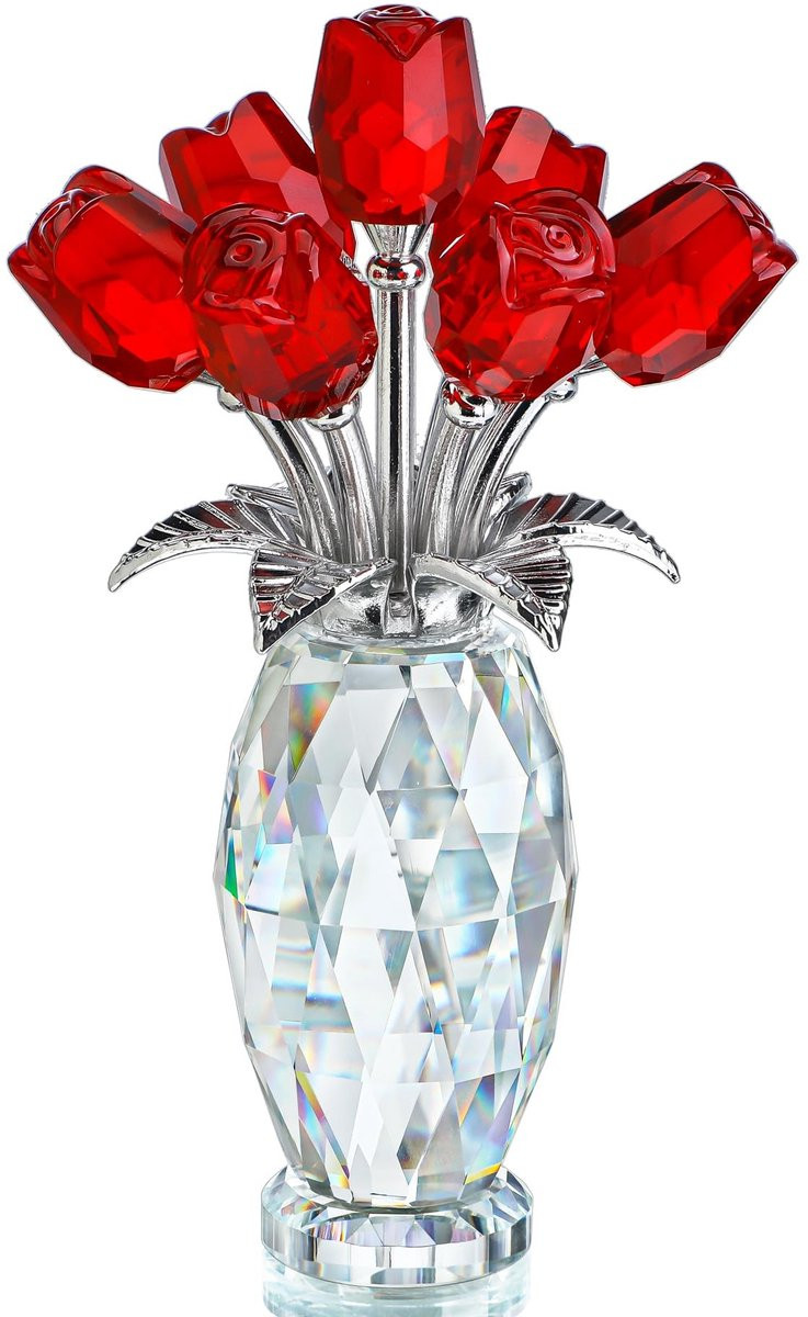 Cosensi Crystal Rose Figurine - Elegante Rode Glazen Bloem Ornament