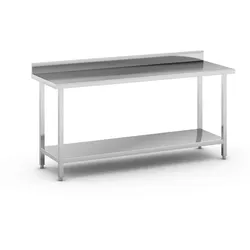 Edelstahl-Werkbank mit Ablage und Zaun, 1800 x 600 x 850 mm