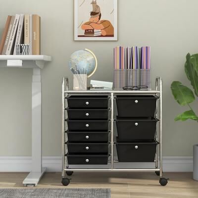 Lirago 9-Drawer Rolling Storage Cart with Colorful Drawers and Metal Frame