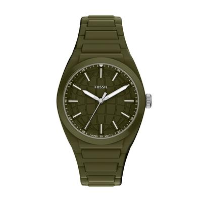 Quarzuhr FOSSIL "Everett", grün, Armbanduhren, Herren, Quarzuhr, Armbanduhr, Silikonarmband, analog