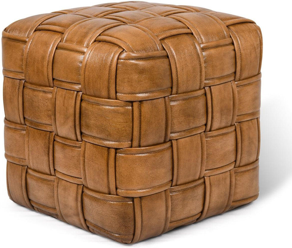 Bloomsbury Market 47cm Wide Geometric Accent Stool Ottoman Tan 48cm H X 47cm W X 47cm D