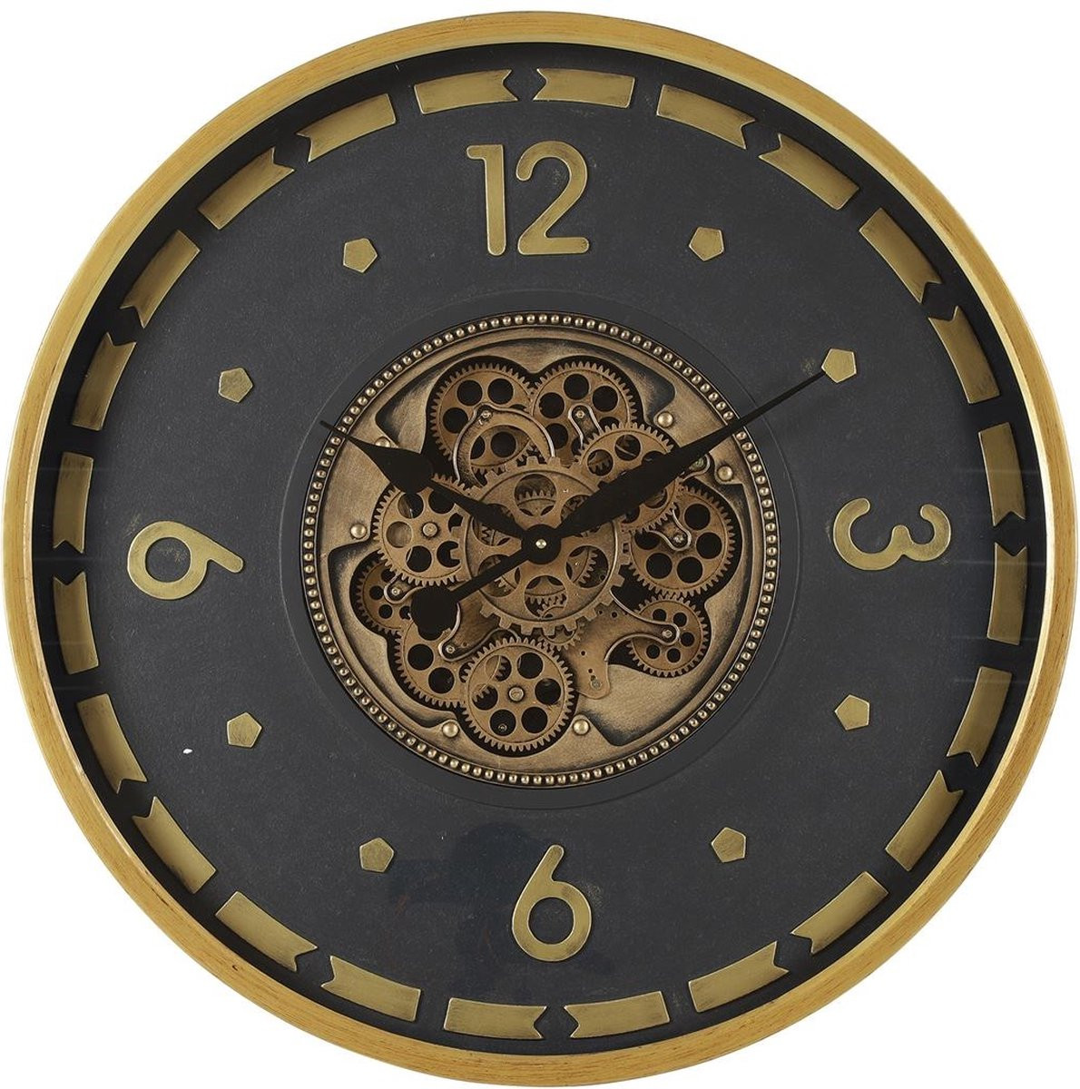 Countryfield Wandklok Zwart/Goud - 70 cm