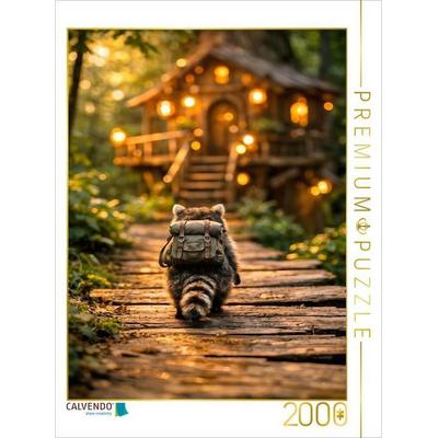 CALVENDO Puzzle Heimkehr des kleinen Waschbären | 2000 Teile Lege-Größe 90x67cm Foto-Puzzle für glückliche Stunden