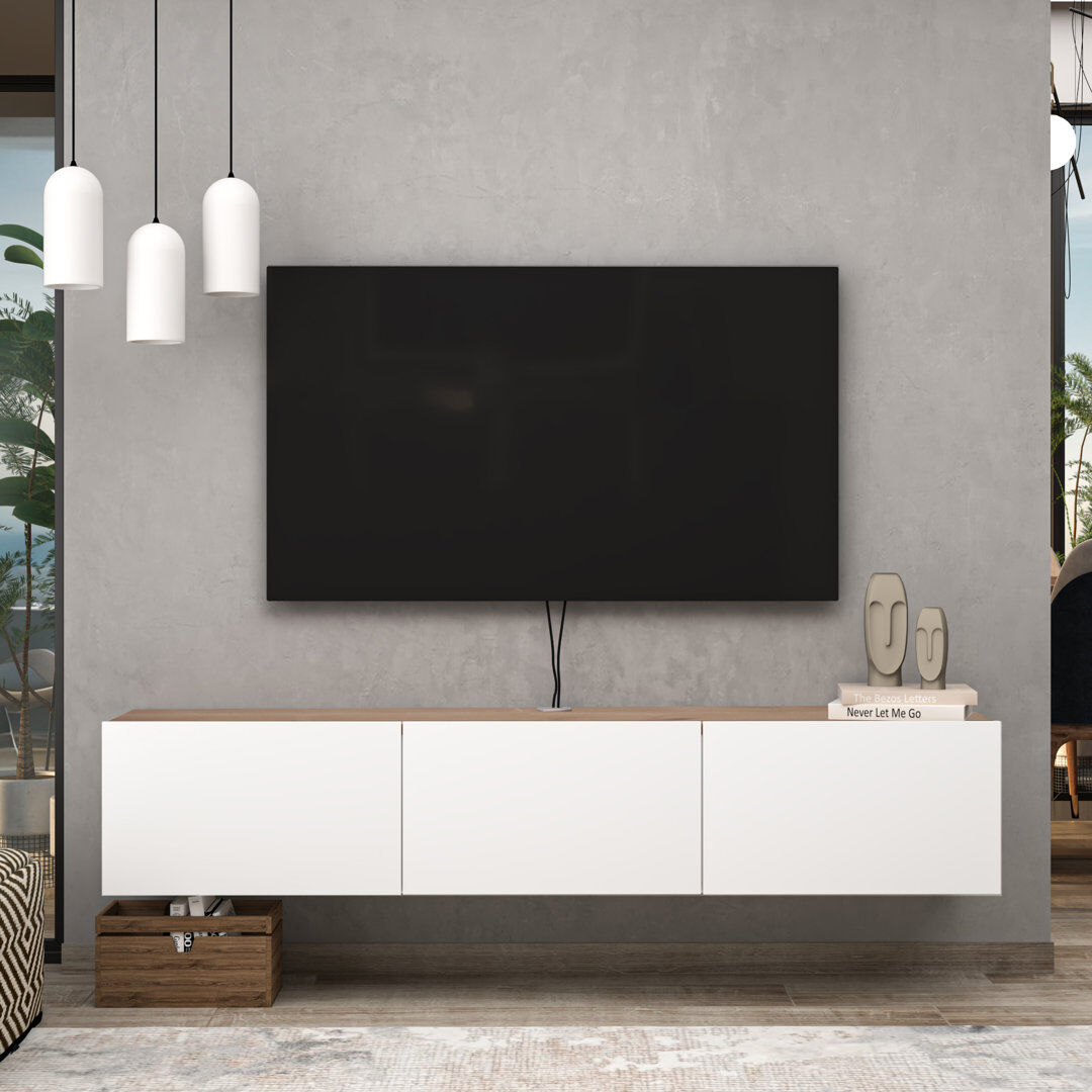 Brayden Studio Beverlie TV Stand for TVs up to 78" White/Oak 78"