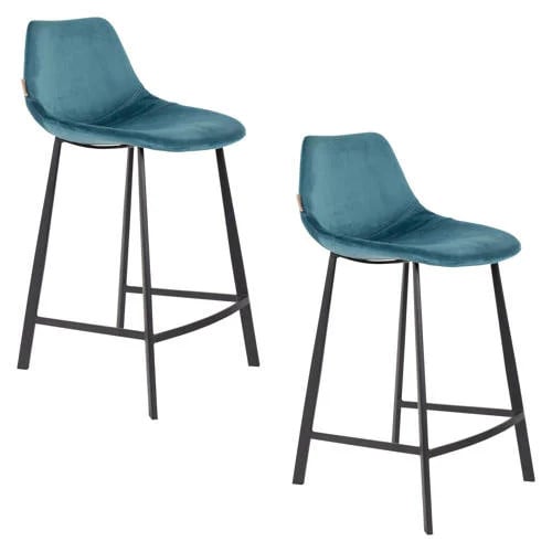 Dutchbone Franky Velvet Counter barkruk set van 2 in Bark