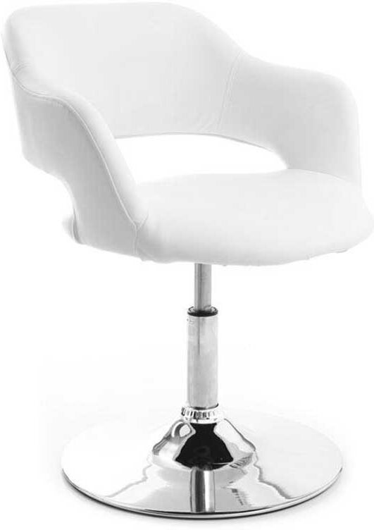 Miliboo Fauteuil pivotant design blanc et acier chromé JESSY