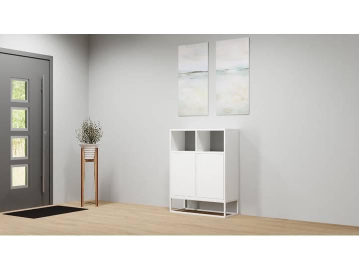 Schlichtes, weißes Highboard nach Maß – kostenlose Holzmuster MDF Beschichtet MDF Weiß matt