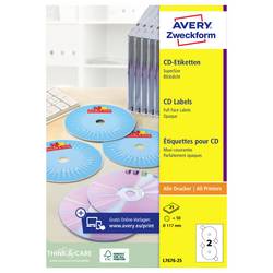 Avery-Zweckform L7676-25 CD-Etiketten Ø 117 mm Papier Weiß 50 St. Permanent haftend Tintenstrahldrucker, Laserdrucker, Farblaserdrucker, Kopierer,