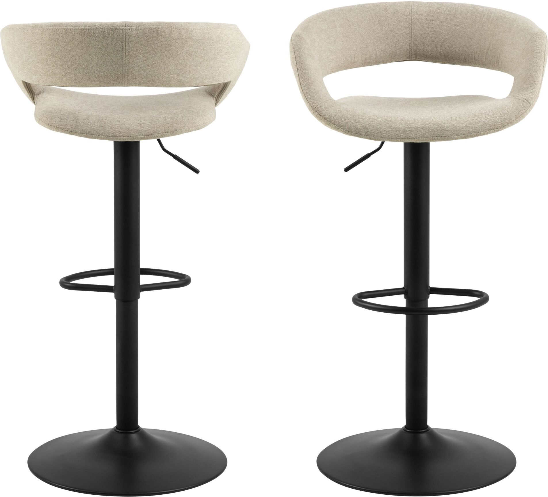 Barhocker ACTONA GROUP "Grace", beige (sand), B:54,5cm H:101cm T:48,5cm, Hocker, Barhocker, Barhocker, Apia sand, Trompete Gestell, mit drehfunktion, 2 stk sand B/H/T: 54,5cm x 101cm x 48,5cm, Stoff