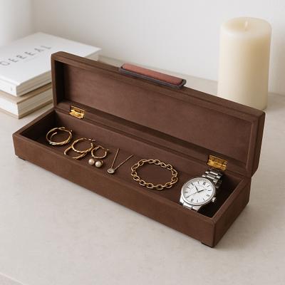 Sagebrook Home "Elegant Decorative Box with Lid in Faux Leather - 18"", Black & Brown - 18.0"""