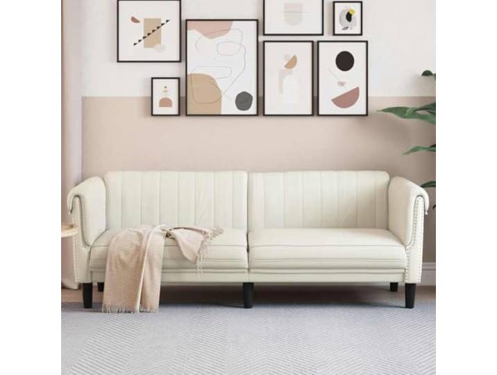 HEFZGDB 3-Sitzer Sofa Creme Samt Modernes Design Weicher Velours Komfortables Sitzgefühl Stabile Stützbeine Luxuriöser Stoff Dichte Polsterung Wohnzimmer Garnitur Entspannung Lesen