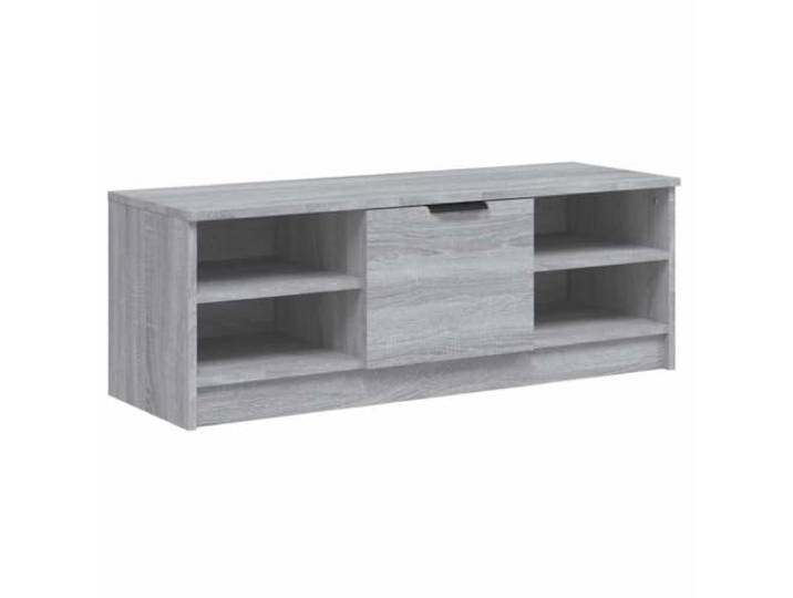 Favemtsl TV-Schrank Fernsehtisch Sonoma Grau 102x35,5x36,5cm Praktisches Lowboard für das Wohnzimmer mit extra Fächern für Mediengeräte und Dekoration auf der Abstellfläche.