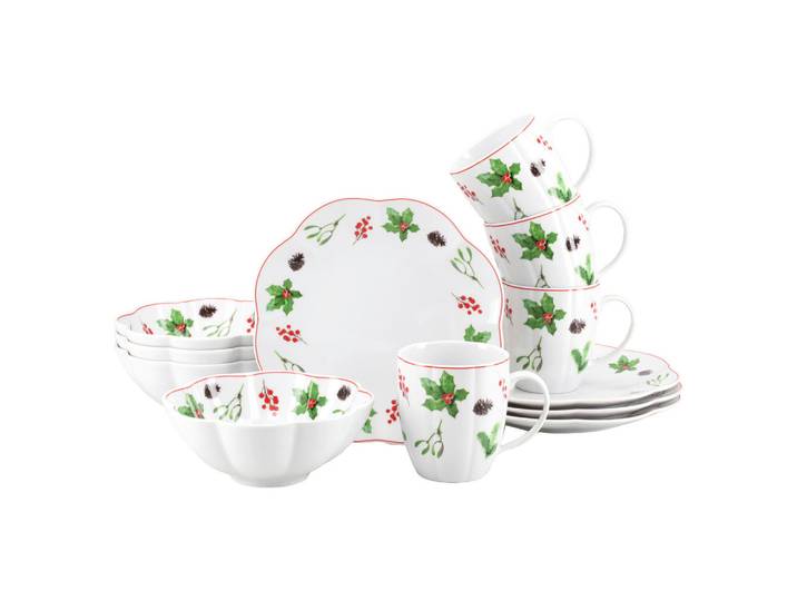 Creatable Kaffeeservice Naomi Weihnachten, Mehrfarbig, Weiß, Keramik, 12-teilig, Weihnachten, 300 ml,300 ml, stapelbar, Essen & Trinken, Geschirr, Geschirr-Sets, Kaffeeservice