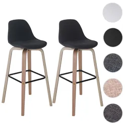 2er-Set Barhocker HWC-A89, Barstuhl Tresenhocker mit Lehne ~ Textil, dunkelgrau
