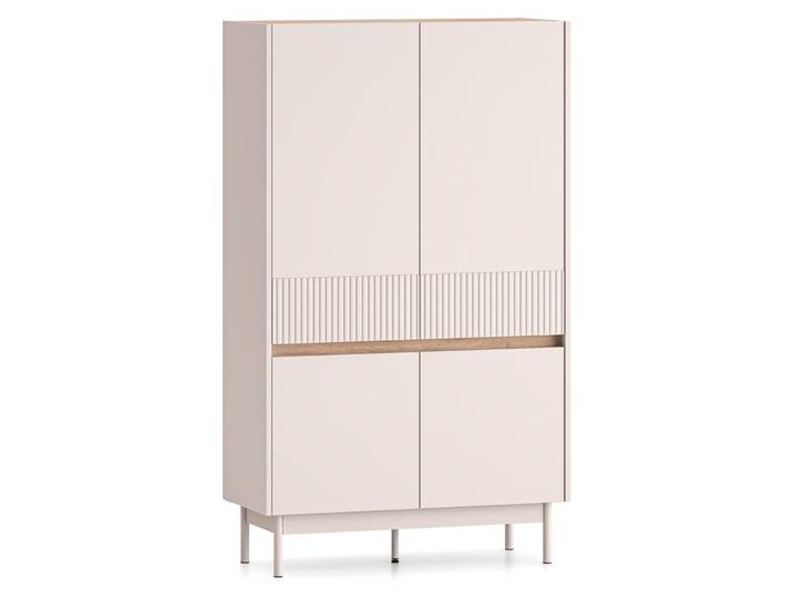 Selsey Dunea – Buffet haut 4 portes\, gris cachemire/aspect bois de chêne\, 92 cm